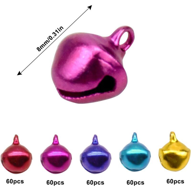 300 Pieces Small Jingle Bells, Metal Jingle Bells, Multicolored Bells, Christmas Bells, Dog and Cat Bells for Jewelry Making