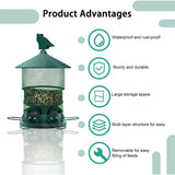 Metal Bird Feeder, Squirrel Resistant Hanging Bird Feeder with 4lbs Seed Capacity for Outdoor Garden Decor, Attracts Birds