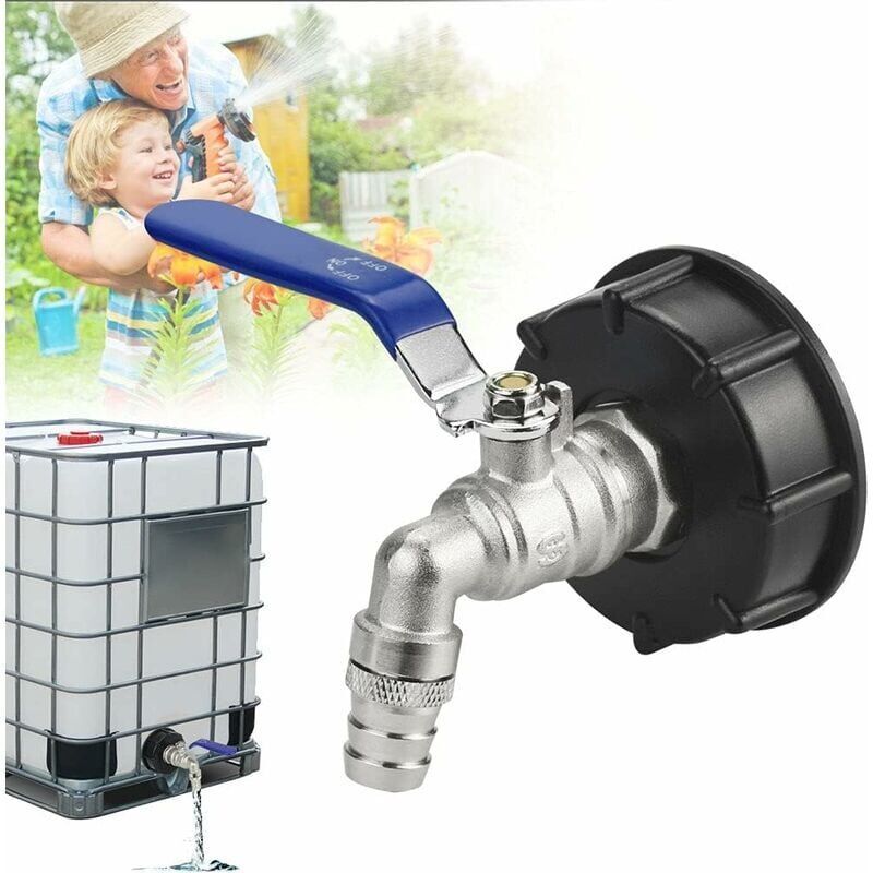 IBC Drain Tank Adapter S60x6 Tap Valve 0.75 Inch Ball Valve Water Tank Adapter