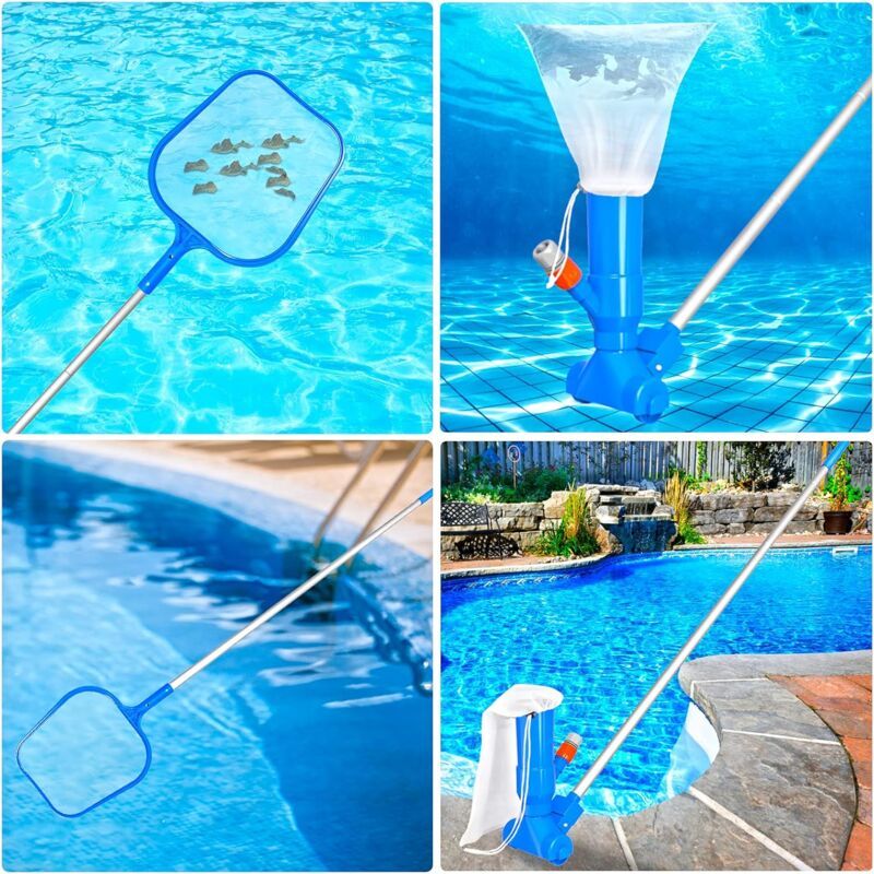 Robot Pool Swimming Pool Maintenance Kit with Vacuum and Pool Skimmer, 5 Handle Handles, Leaf Bag Portable Maintenance Kit for Above Ground Pool, Pond