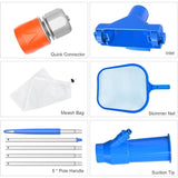 Robot Pool Swimming Pool Maintenance Kit with Vacuum and Pool Skimmer, 5 Handle Handles, Leaf Bag Portable Maintenance Kit for Above Ground Pool, Pond - Top-Down View