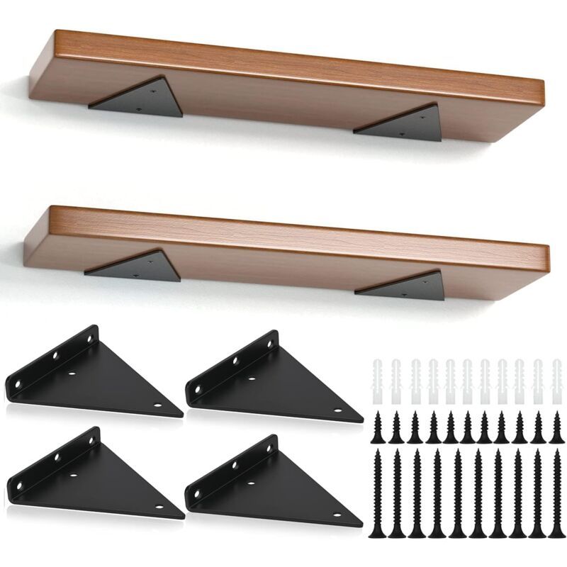 4 Pack Triangle Shelf Brackets, 5.5 Inch Iron Floating Shelf Brackets, Wall Mounted Metal Shelf Brackets for DIY Open Shelves