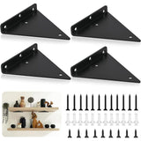 4 Pack Triangle Shelf Brackets, 5.5 Inch Iron Floating Shelf Brackets, Wall Mounted Metal Shelf Brackets for DIY Open Shelves - Front View