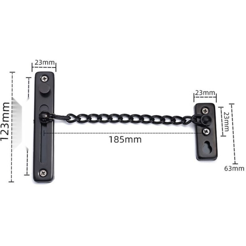 Door Chains, Anti Theft Door Chain Lock, Stainless Steel Door Security Chain Door Latch Lock Home Hotel, Black