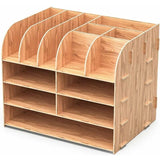 Wooden Desk Organizer for Pen Pencil A4 Paper and Accessories, 32 x 24 x 27cm