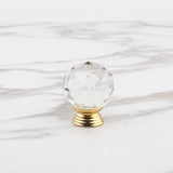 10 Pack Handle Door Knob Diameter Crystal Gold, Cabinet Knobs Mant Round Glass Knobs Decoration for Furniture Drawer, 30mm - Front View