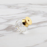 10 Pack Handle Door Knob Diameter Crystal Gold, Cabinet Knobs Mant Round Glass Knobs Decoration for Furniture Drawer, 30mm