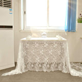 Rectangular Lace Tablecloth White, 150 x 300cm - Side View