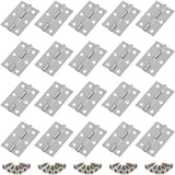 20 Pieces Hinges Stainless Steel Hinges, Door Hinge, Flat Folding Hinge Holes, Cabinet Drawer Hinge, Window Hinge Connectors, Box Cabinet Hinge Silver