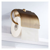 Toilet Paper Holder Retro Toilet Paper Holder with Brass Lid Wall Mounted Roll Holder - Side View