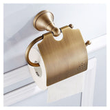 Toilet Paper Holder Retro Toilet Paper Holder with Brass Lid Wall Mounted Roll Holder