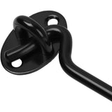 2 Pieces Cabin Hook Eye Door Latch Stainless Steel with 3 Inch Screws for Shed Door Garage Doors Black - Front View