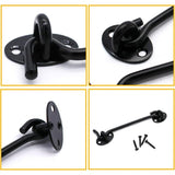 2 Pieces Cabin Hook Eye Door Latch Stainless Steel with 3 Inch Screws for Shed Door Garage Doors Black - Side View