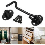 2 Pieces Cabin Hook Eye Door Latch Stainless Steel with 3 Inch Screws for Shed Door Garage Doors Black
