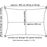 Rectangular Shade Sail Waterproof Anti 93 UV Water Resistant Wind Protection Polyester with UV Protection for Garden Terrace Camping, Beige, 3x5M - Top-Down View
