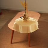 Retro French Cream Glass Ceiling Light Cream Yellow, E27 6W, Diameter, 220mm - Side View