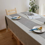Tablecloths, Embroidery Table Cloth Washable Cotton Linen Tassel Tablecloth, Anti Fade Wrinkle Free Table Cover, Grey, 110 x 170cm