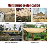 Rectangular Shade Net, Outdoor Lightweight Shade Cloth for Awning Pool Garage, Shade Cloth with Heavy Duty Grommets, Beige, 3 x 6m - Side View
