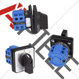 Universal Rotary Cam 20A 3 Position 8 Terminals 690V Cam Changeover Switch - Front View