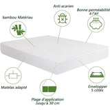 Waterproof Bamboo Mattress Protector, Soft and Hypoallergenic, Anti-Dust Mite and Bacteria, Breathable, 200 x 200 cm, 30 cm - Side View