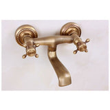 Vintage Copper Wall-Mounted Faucet, Antique Rotating Kitchen Sink with 180 Degree Rotation and Hot and Cold Water