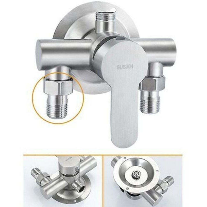 304 Stainless Steel Exposed Hot and Cold Shower Faucet Switch Water Heater Bathroom Faucet, Exposed Stainless Steel Triangle Shower Faucet