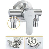 304 Stainless Steel Exposed Hot and Cold Shower Faucet Switch Water Heater Bathroom Faucet, Exposed Stainless Steel Triangle Shower Faucet - Top-Down View