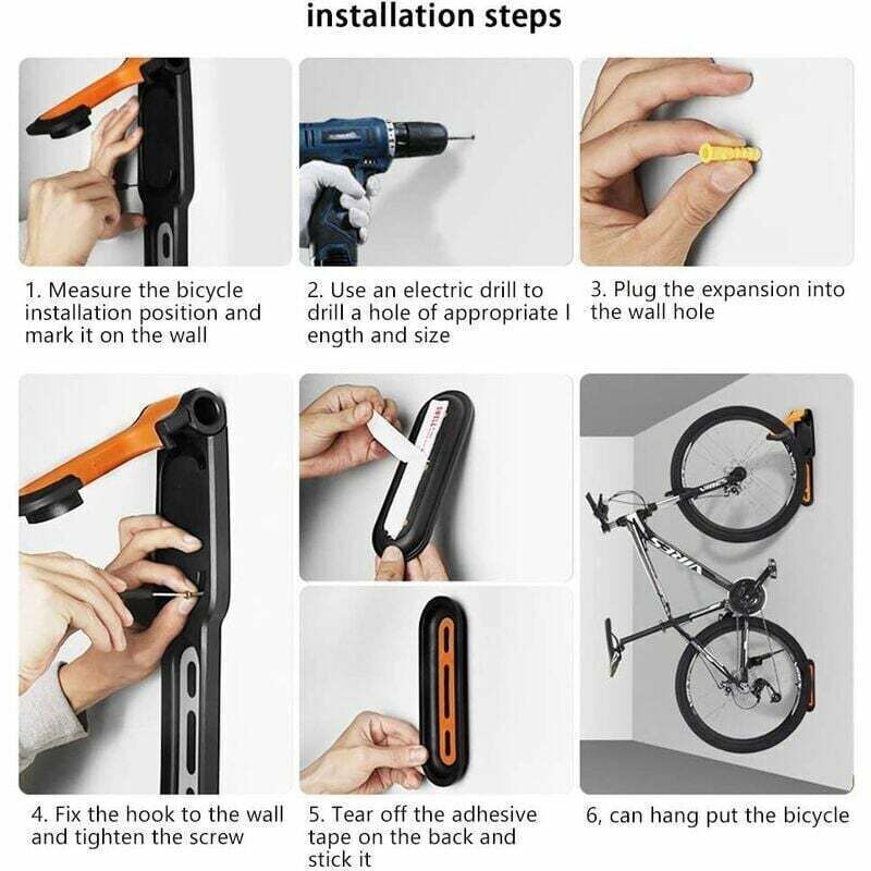 Bicycle Rack, Wall-Mounted Bicycle Rack with Rubber Coating, for 2 Bicycles, Wall-Mounted Bicycle Supports for Indoor and Outdoor Use