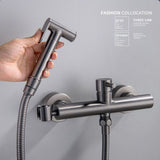 Bathroom Concealed Bidet Shower Set, Hot and Cold Hand Spray, Hot Water Toilet, Black - Top-Down View