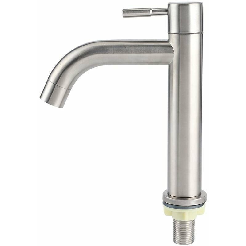 Single G1 2 Brushed Stainless Steel Cold Water Tap with Large Single-Hole Basin