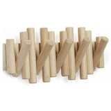Wall-Mounted Coat Rack with 5 Hooks, Made of Natural Wood, 37.1 x 16.5 x 4.4 cm