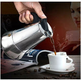Italian Coffee Maker, 2 Cup Stainless Steel Compatible with All Stovetops, 100 ml - Front View