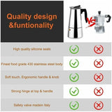 Italian Coffee Maker, 2 Cup Stainless Steel Compatible with All Stovetops, 100 ml