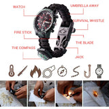 Outdoor Camping Survival Watch Multifunction Bracelet Tool Kit Compass Rope Whistle Paracord - Front View