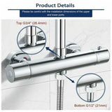 Thermostatic Column, Brass Shower Faucet High G3 4, Low G1 2, 26.4 mm, 21 mm, 150 mm - Front View