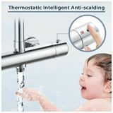 Thermostatic Column, Brass Shower Faucet High G3 4, Low G1 2, 26.4 mm, 21 mm, 150 mm