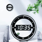 Silent LED Digital Table Clock, Black Electronic Wall Clock, Round Desk Clock, for Bedroom, Living Room and Office, 30 cm