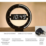 Silent LED Digital Table Clock, Black Electronic Wall Clock, Round Desk Clock, for Bedroom, Living Room and Office, 30 cm
