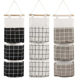 3 Pcs Hanging Storage Bag with 3 Pockets, Fabric Wall Shelf Basket Storage Pouch Organizer for Bedroom Bathroom Kitchen, Waterproof and Stylish