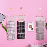3 Pcs Hanging Storage Bag with 3 Pockets, Fabric Wall Shelf Basket Storage Pouch Organizer for Bedroom Bathroom Kitchen, Waterproof and Stylish - Side View