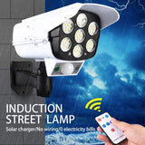 77 LED Solar Light Outdoor Simulation Surveillance Security Lighting with Motion Sensor Solar Wall Lamp Fake Surveillance Cameras - Front View