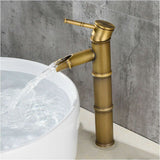 High Bamboo Faucet, Waterfall Basin Mixer Tap, Single Hole Hot and Cold Water Available, Bronze Bathroom Faucet, 3 Joints Break Mouth, 30 x 81 x 20 mm - Front View