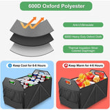 Large Trunk Organizer with Removable and Waterproof Cooler Bag, Durable 600D Nylon Material - Side View