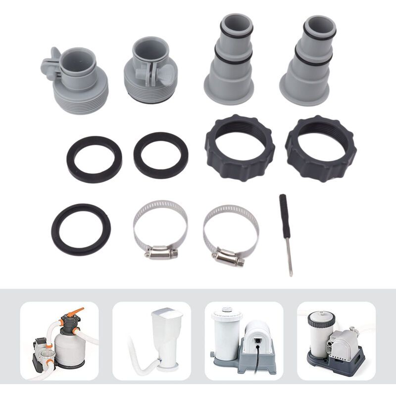 Swimming Pool Hose Adapter, Replacement Hose Adapter with Clamp for Threaded Connection Pumps