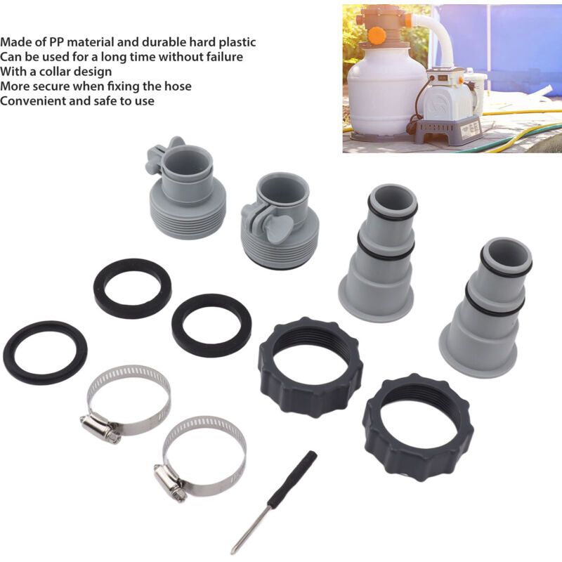 Swimming Pool Hose Adapter, Replacement Hose Adapter with Clamp for Threaded Connection Pumps