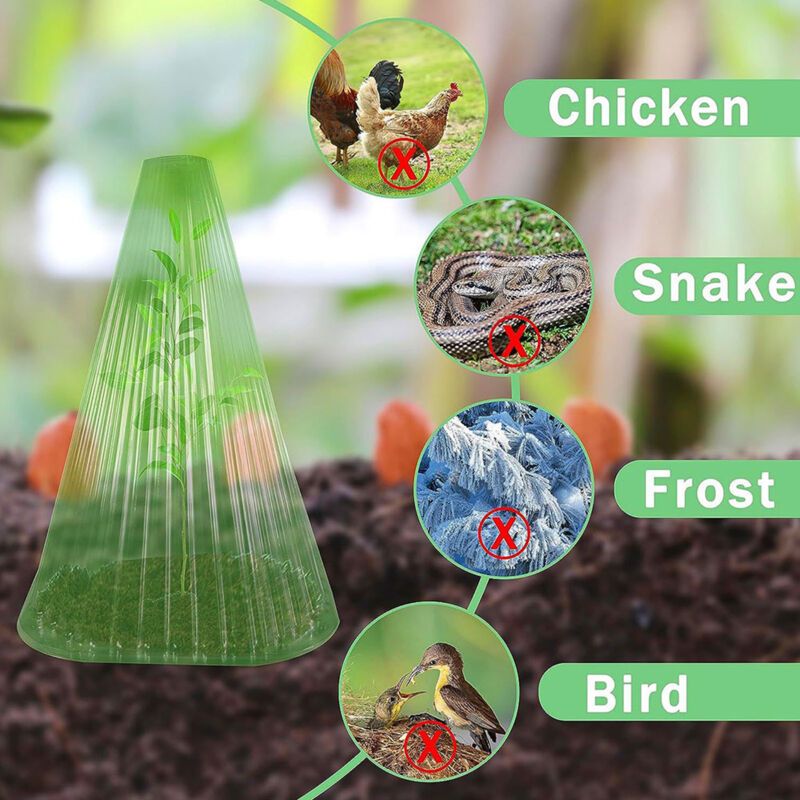 20 Pack Reusable Green Plastic Plant Covers, Garden Cloches with 40 Stakes for Flowers and Vegetables