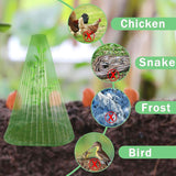 20 Pack Reusable Green Plastic Plant Covers, Garden Cloches with 40 Stakes for Flowers and Vegetables - Top-Down View