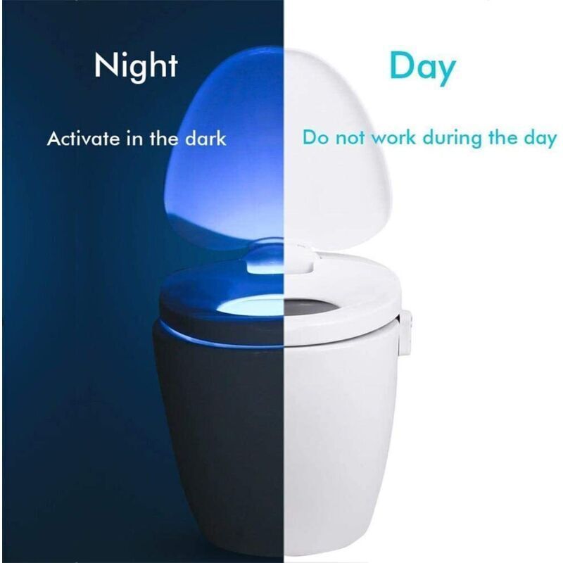 Toilet Light, LED Night Light for Toilet Bathroom PIR Sensor Detector 8 Color Changing Lighting, Only Activates in the Dark