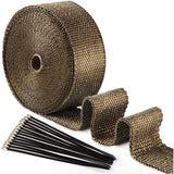 Titanium Magma Heat Insulation Tape, 10 Black Stainless Steel Cable Ties for Motorcycle Exhaust Header Pipe Heat Insulation Tape, 15 m x 50 mm