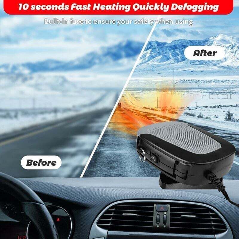 Car Heater 12V 150W Car Portable 2 in 1 Ceramic Heating Cooling Heating Fan Defroster Anti-Fog Universal, 360 Degree Car Heater Fan for Heating